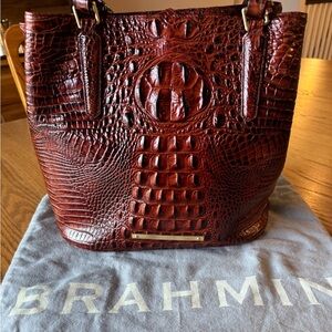 Brahmin Deep Red Croc Embossed Tote